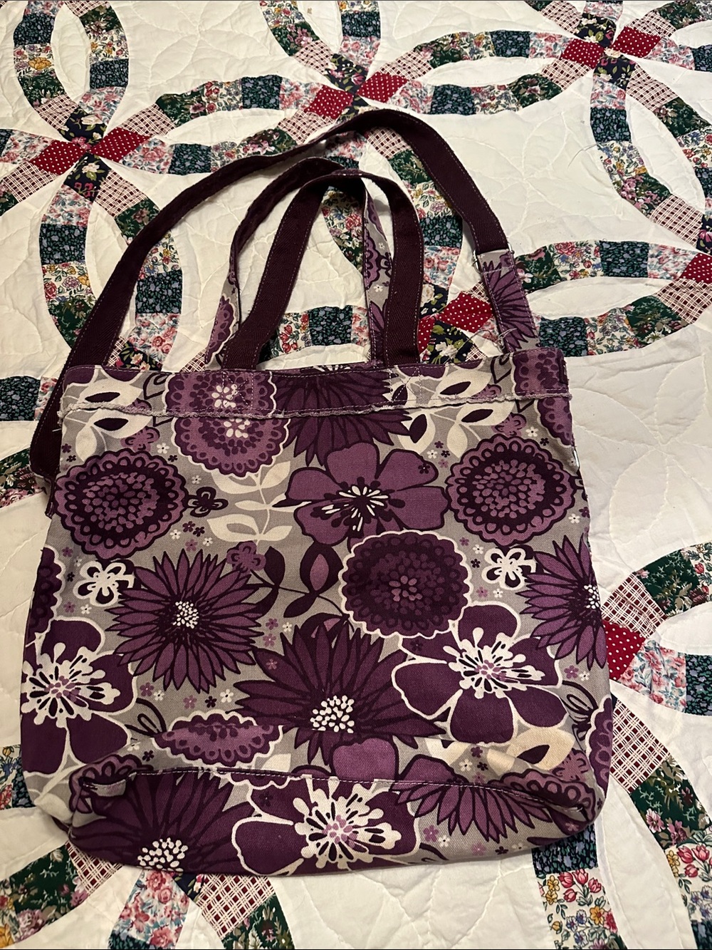 Thirty-one Floral Purple retro metro canvas overnight Tote Bag